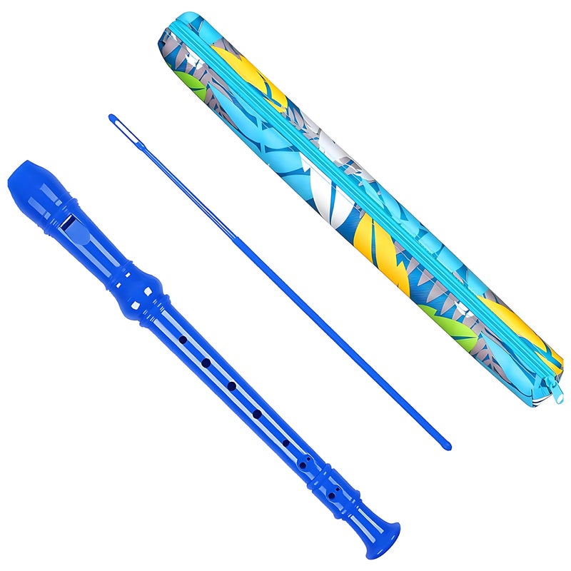 Yop-yes Soprano Recorder Instrument for Kids Beginners Student German Fingering C Key Recorder Instrument 3 Piece with Cleaning Rod and Bag Fingering Chart(Blue) - Image 1